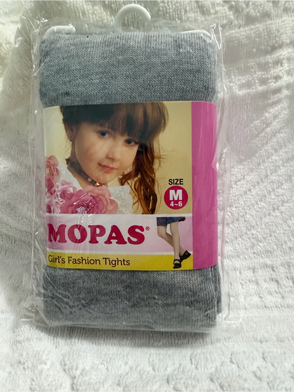4 Girls' Fashion Tights - Gray (Size M 4-6)